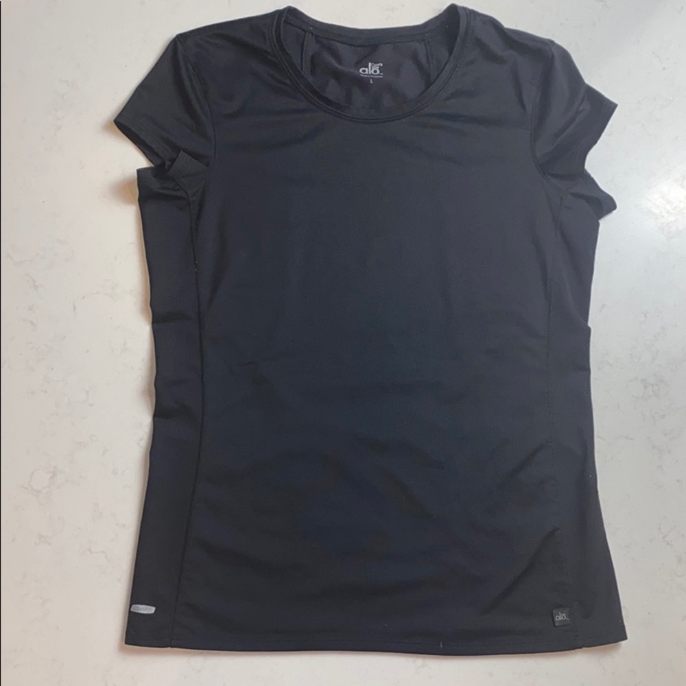 Alo Yoga Coolfit Black Mesh Tee